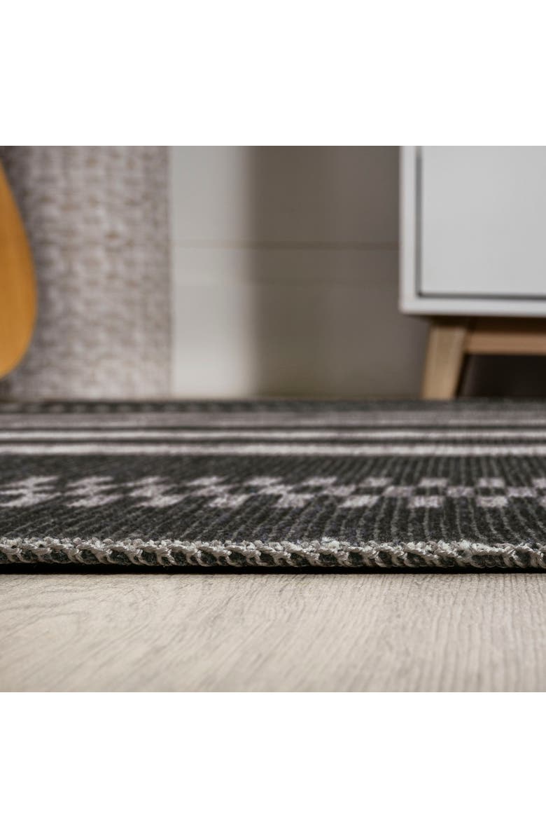 JONATHAN Y Vichy Geometric Striped Machine-Washable Area Rug, Alternate, color, Black/Ivory