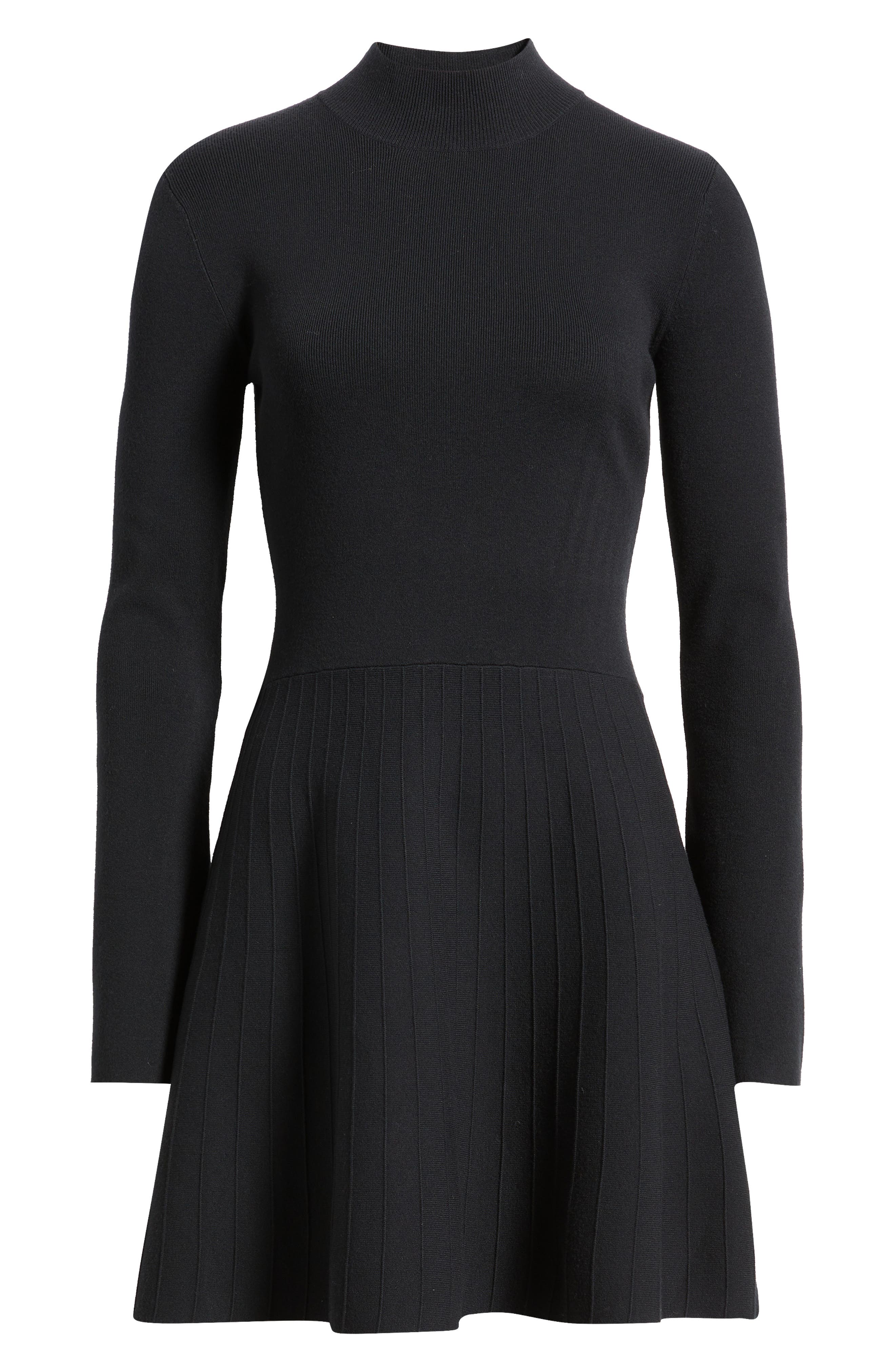 mock neck long sleeve fit & flare sweater dress Mock Neck Long Sleeve Sweater Dress (Women)