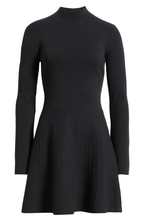 Mock Neck Long Sleeve Sweater Dress