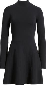 Open Edit Mock Neck Long Sleeve Sweater Dress