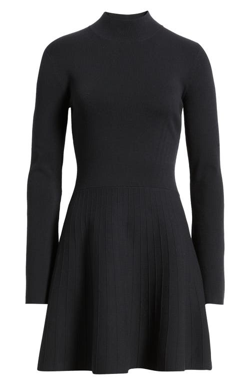 Open Edit Mock Neck Long Sleeve Sweater Dress In Black