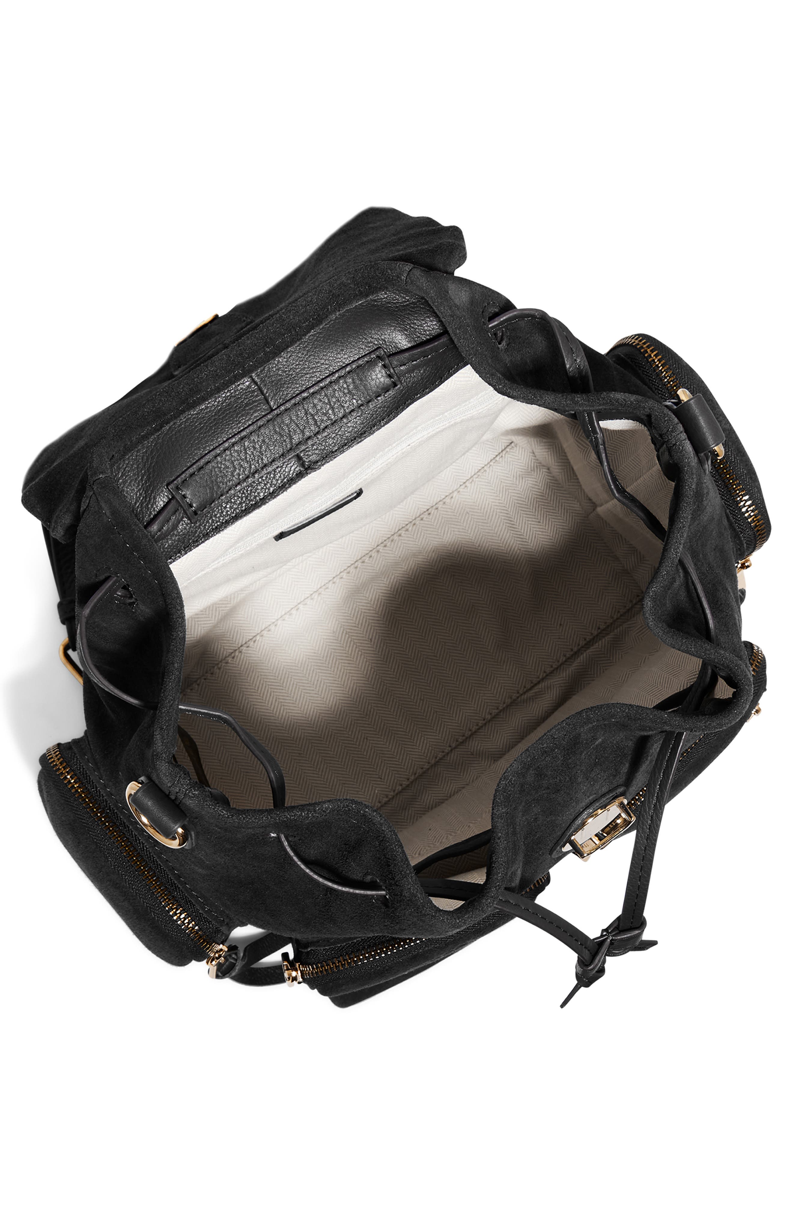 AIMEE Away We Go Backpack, Alternate, color, Black Suede W Nostalgic Gold