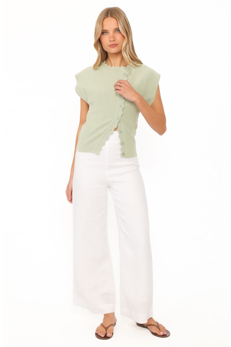 Mackie Scalloped Ribbed Top, Alternate, color, SAGE