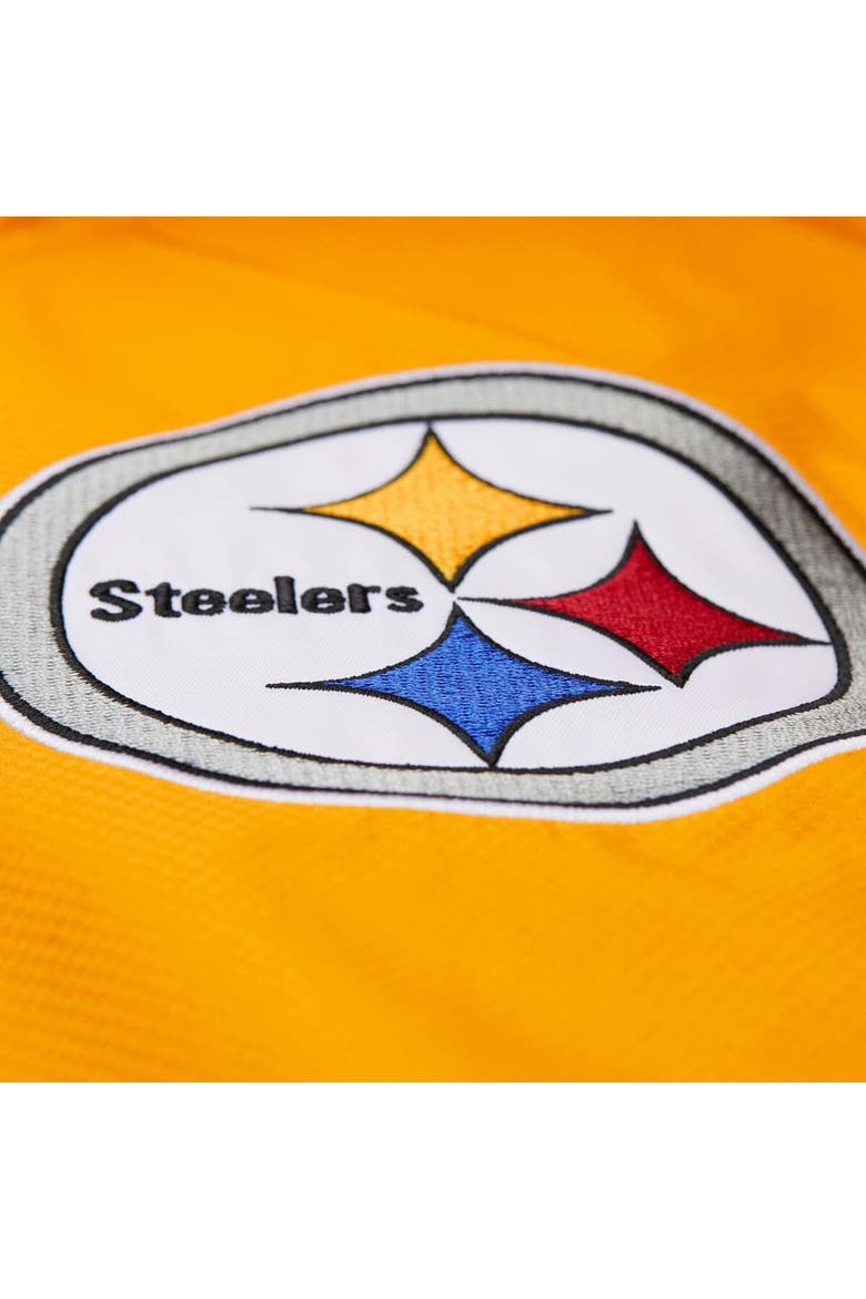 Men's Mitchell & Ness Gold/Black Pittsburgh Steelers Tie Breaker Vintage Logo Lightweight Anorak Half-Zip Windbreaker, Alternate, color, Gold