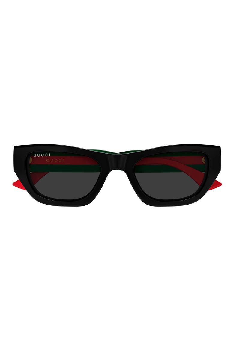 52mm Cat Eye Sunglasses, Main, color, BLACK