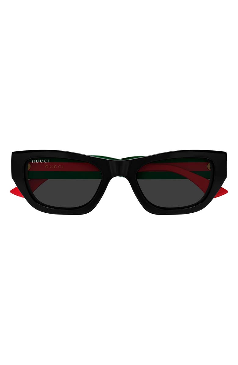 Gucci 52mm Cat Eye Sunglasses, Main, color, Black
