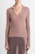 Vince Rib Cashmere & Silk Polo Sweater
