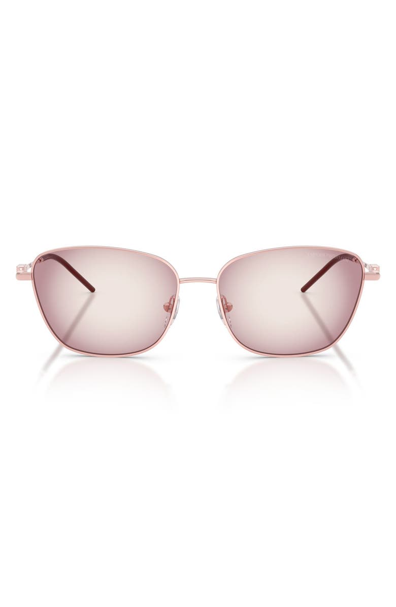 Emporio Armani 57mm Irregular Sunglasses, Main, color, Shiny Metalized Pink / Violet