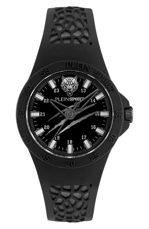 Three-Hand Quartz Silicone Strap Watch, 40mm