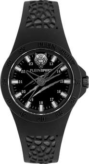 PLEIN SPORT Three-Hand Quartz Silicone Strap Watch, 40mm
