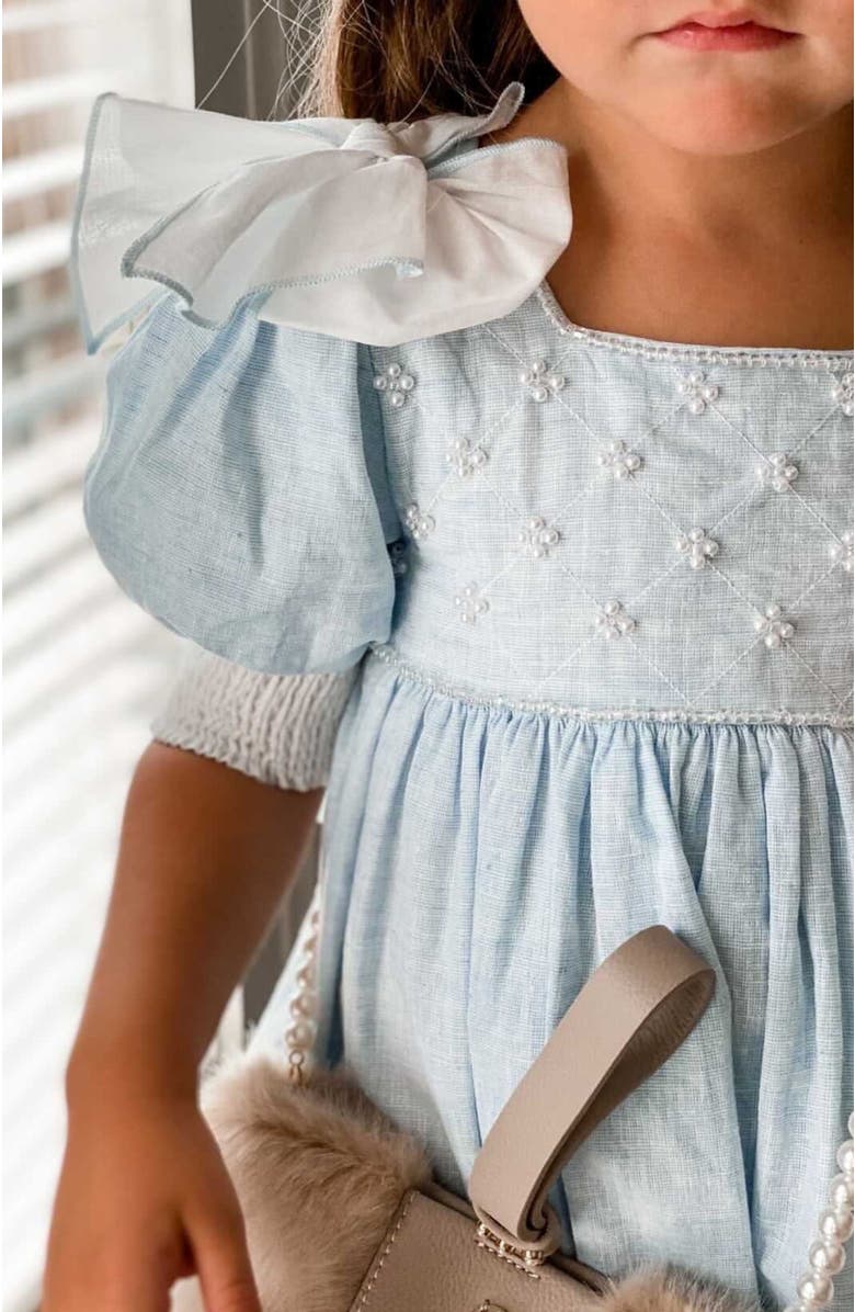 Petite Maison Kids Charlotte Linen Dress, Alternate, color, Baby Blue
