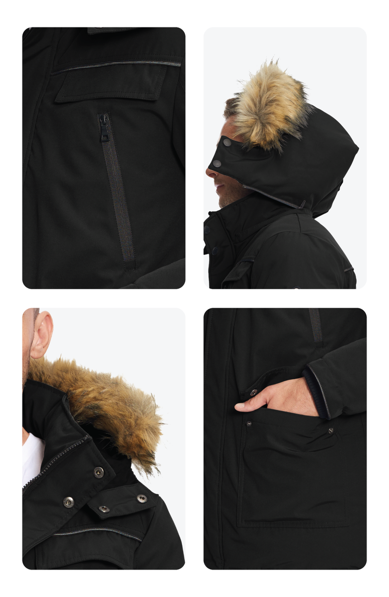 Alpine North FRASER - Vegan Down Winter Parka with Removable Hood, Alternate, color, Black