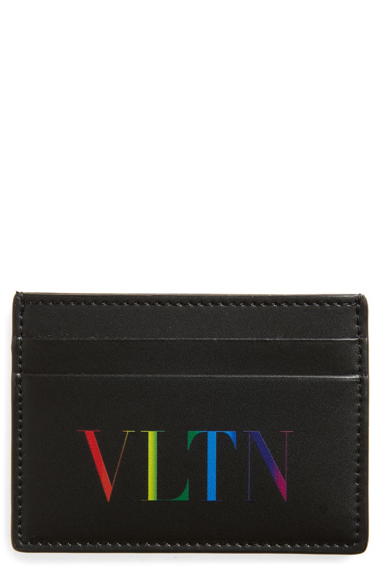 Valentino Garavani VLTN Leather Card Case, Main, color, 