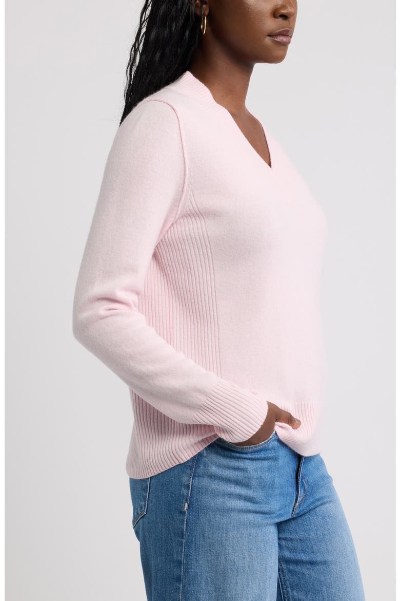 Wool & Cashmere V-Neck Sweater, Alternate, color, PINK SUGAR