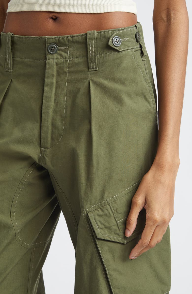 R13 Pleated Barrel Leg Cargo Pants, Alternate, color, Olive Green
