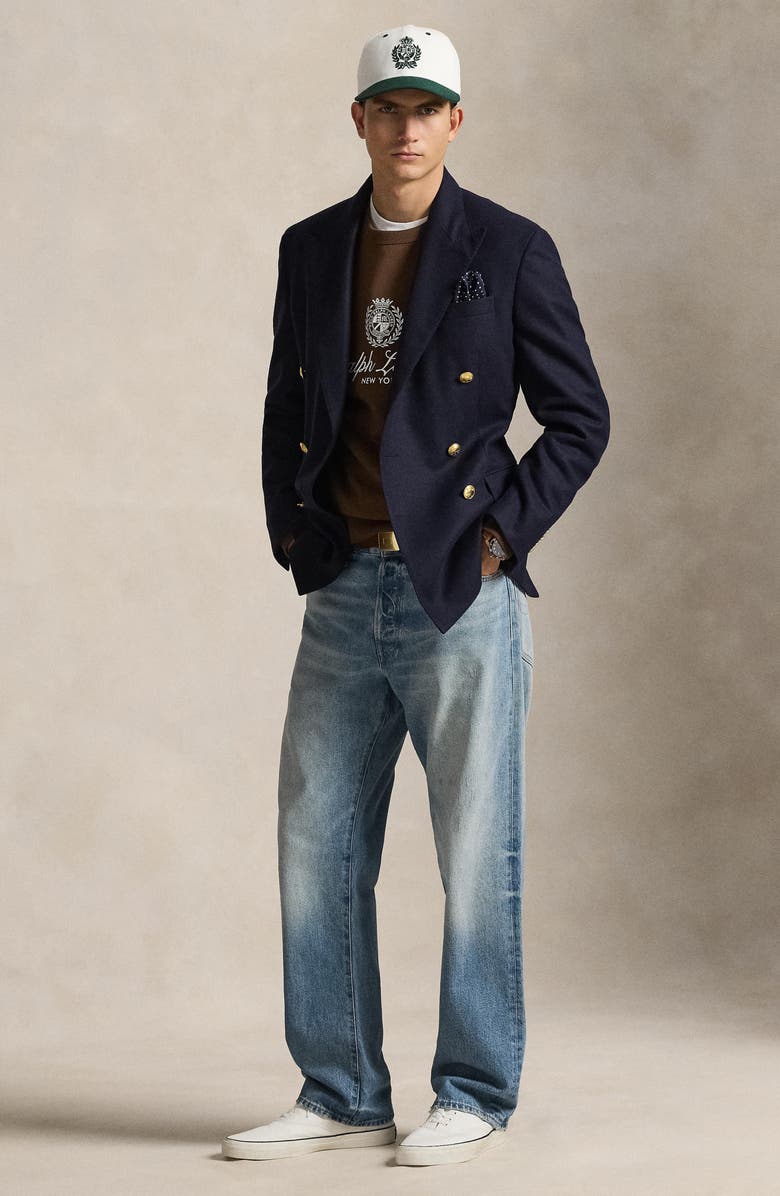 Polo Ralph Lauren Relaxed Fit Fleece Graphic Sweatshirt, Alternate, color, Branch Brown