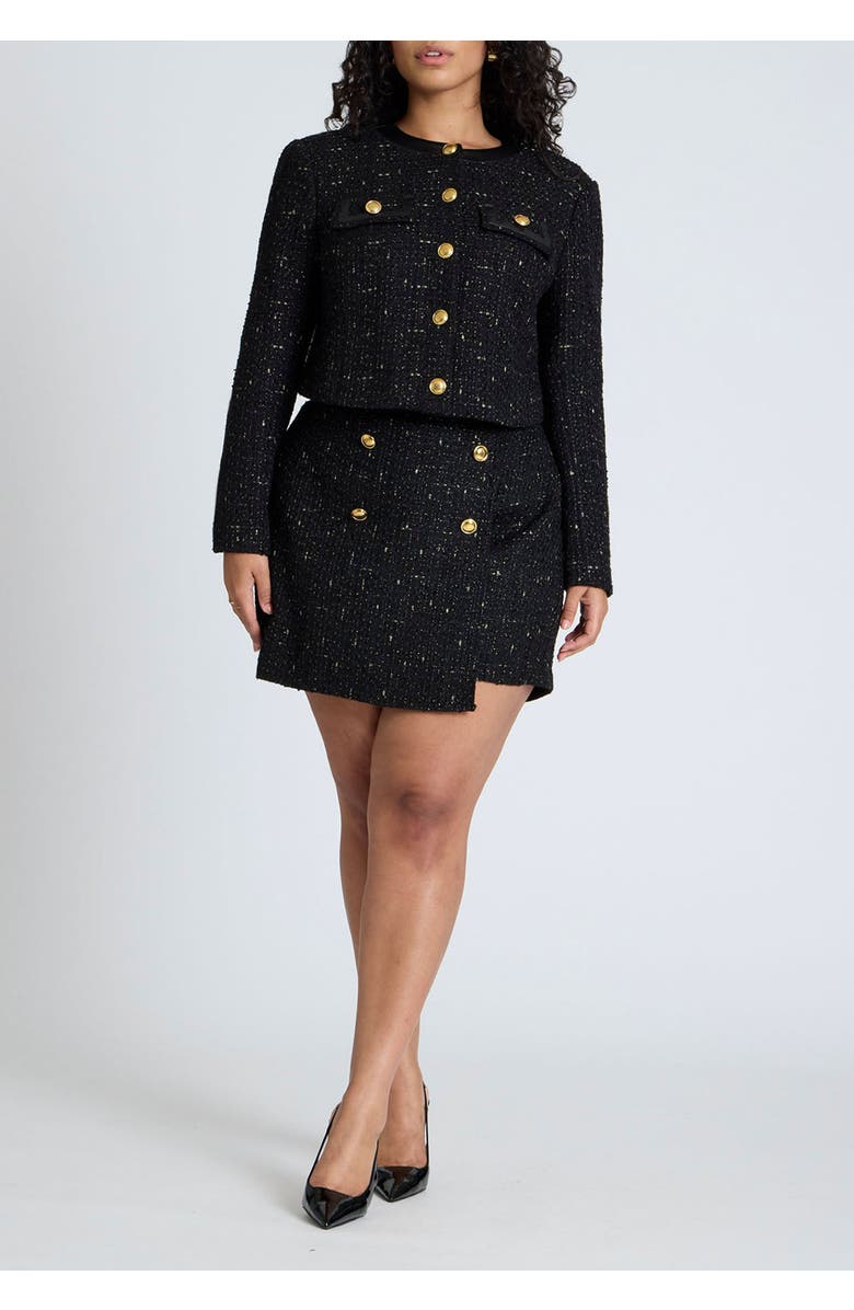 ELOQUII Cropped Tweed Jacket, Alternate, color, Black Onyx