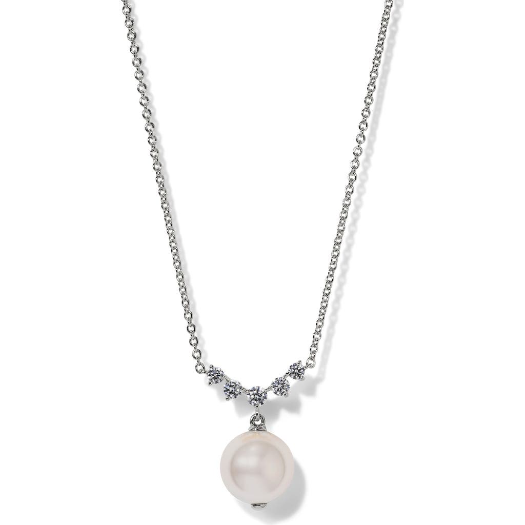 Nadri Faux Pearl & Cubic Zirconia Necklace In Metallic