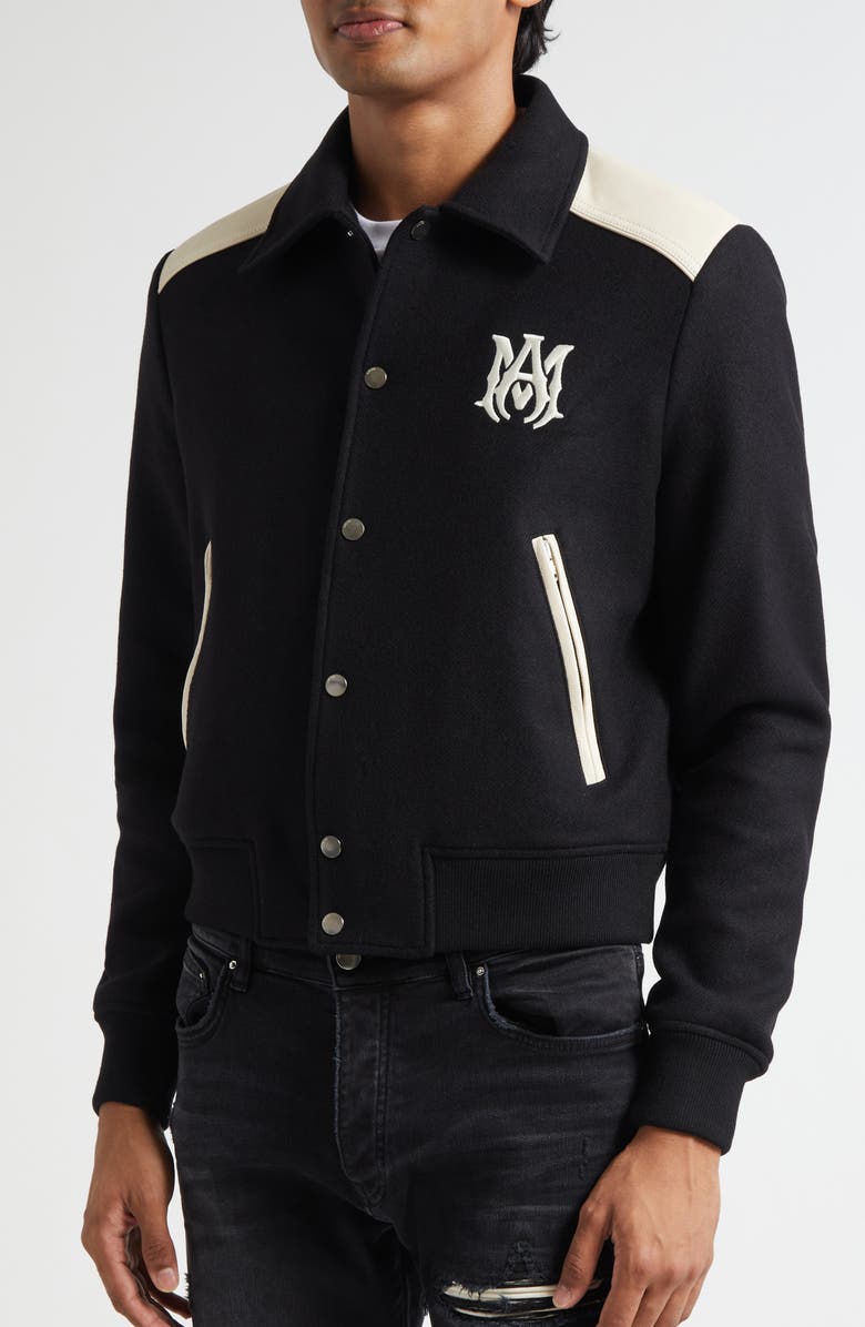 AMIRI MA Mixed Media Band Jacket, Alternate, color, Black