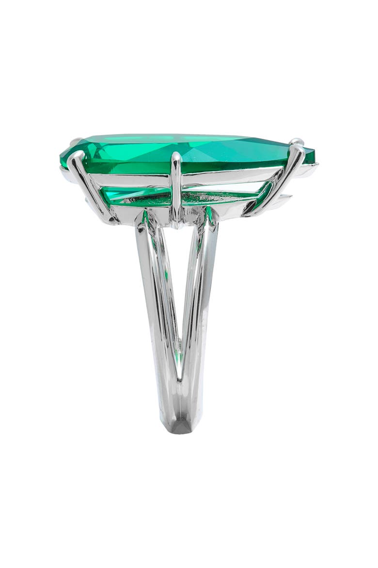 Shine On Teardrop Cubic Zirconia Ring, Alternate, color, GREEN