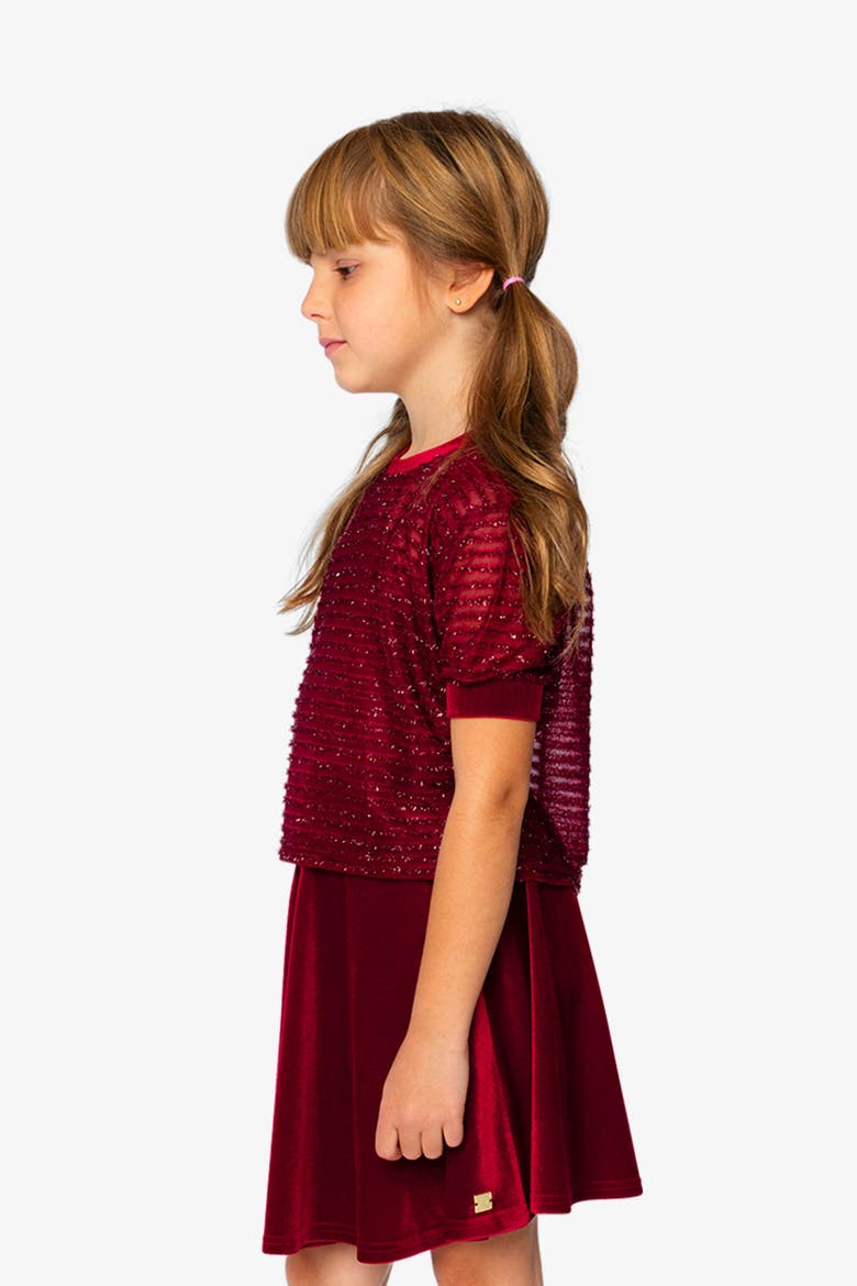 Fake Layering Jacquard Sparkly Top & Cami, Alternate, color, Rouge