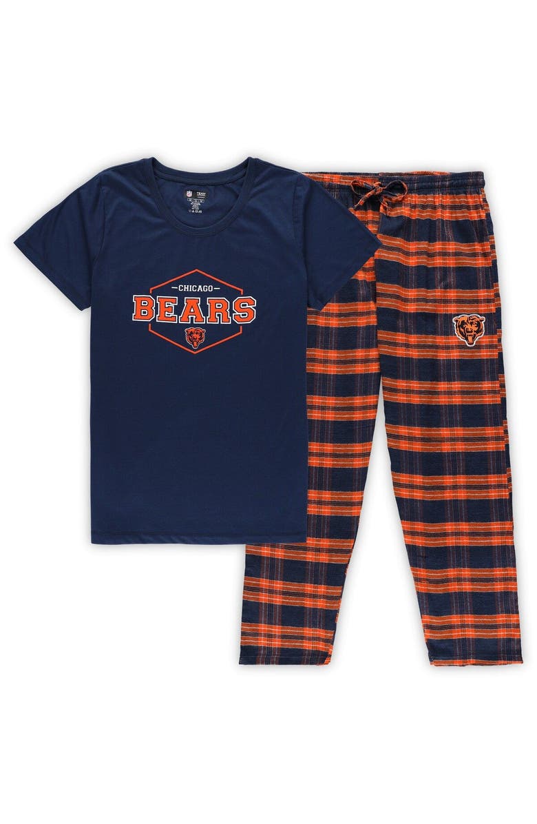 CONCEPTS SPORT Women's Concepts Sport Navy/Orange Chicago Bears Plus Size Badge T-Shirt & Pants Sleep Set, Main, color, 