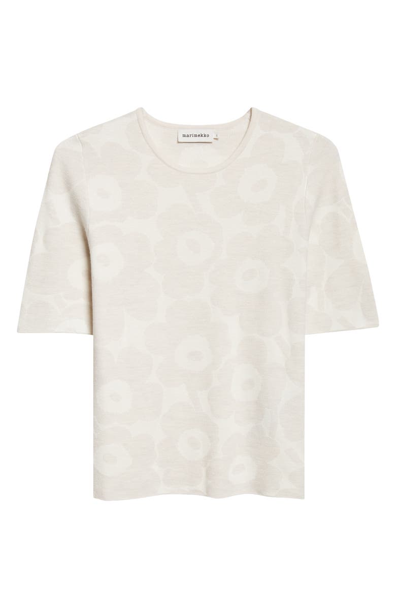 Marimekko Kertyä Unikko Jacquard Merino Wool Blend Knit Top, Alternate, color, White Off White