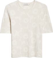 Marimekko Kertyä Unikko Jacquard Merino Wool Blend Knit Top