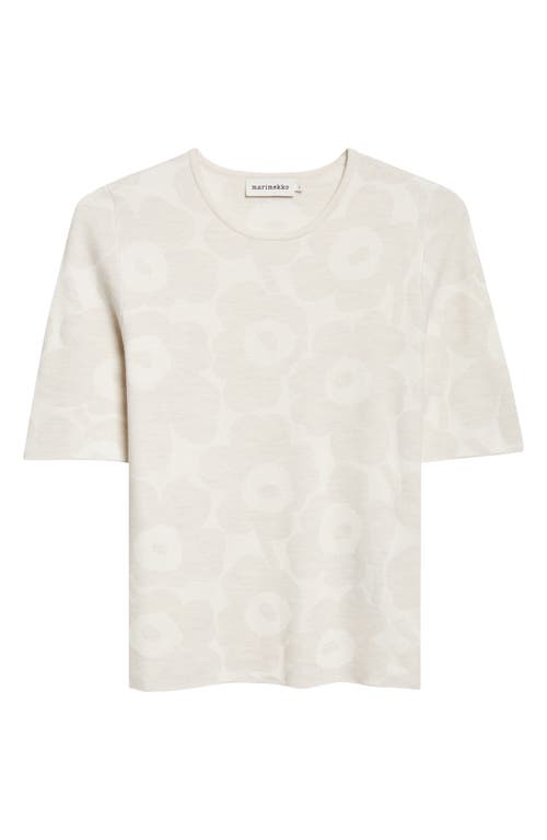 Marimekko Kertyä Unikko Jacquard Merino Wool Blend Knit Top In White