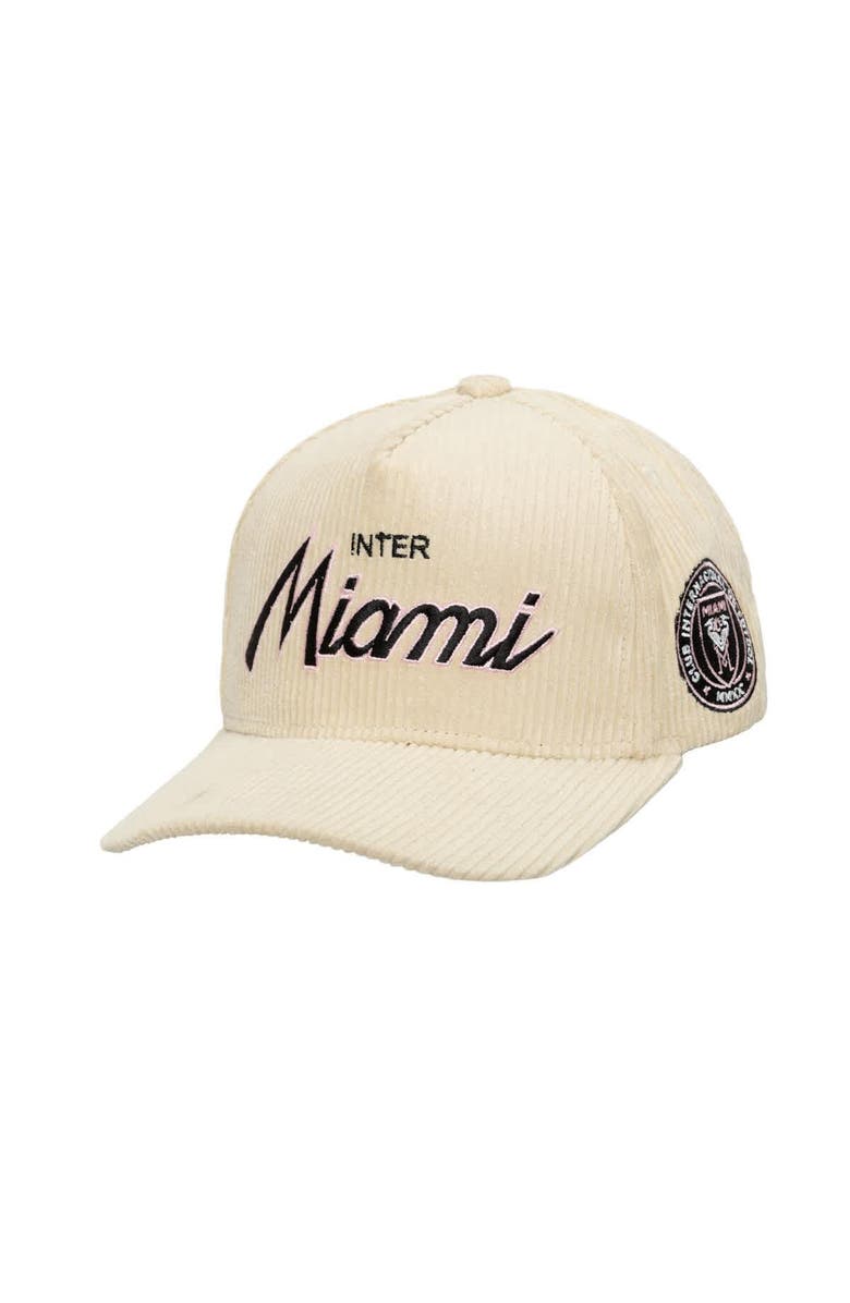 Mitchell & Ness Men's Mitchell & Ness Cream Inter Miami CF Corduroy Off Pro Crown Adjustable Hat, Main, color, Cream