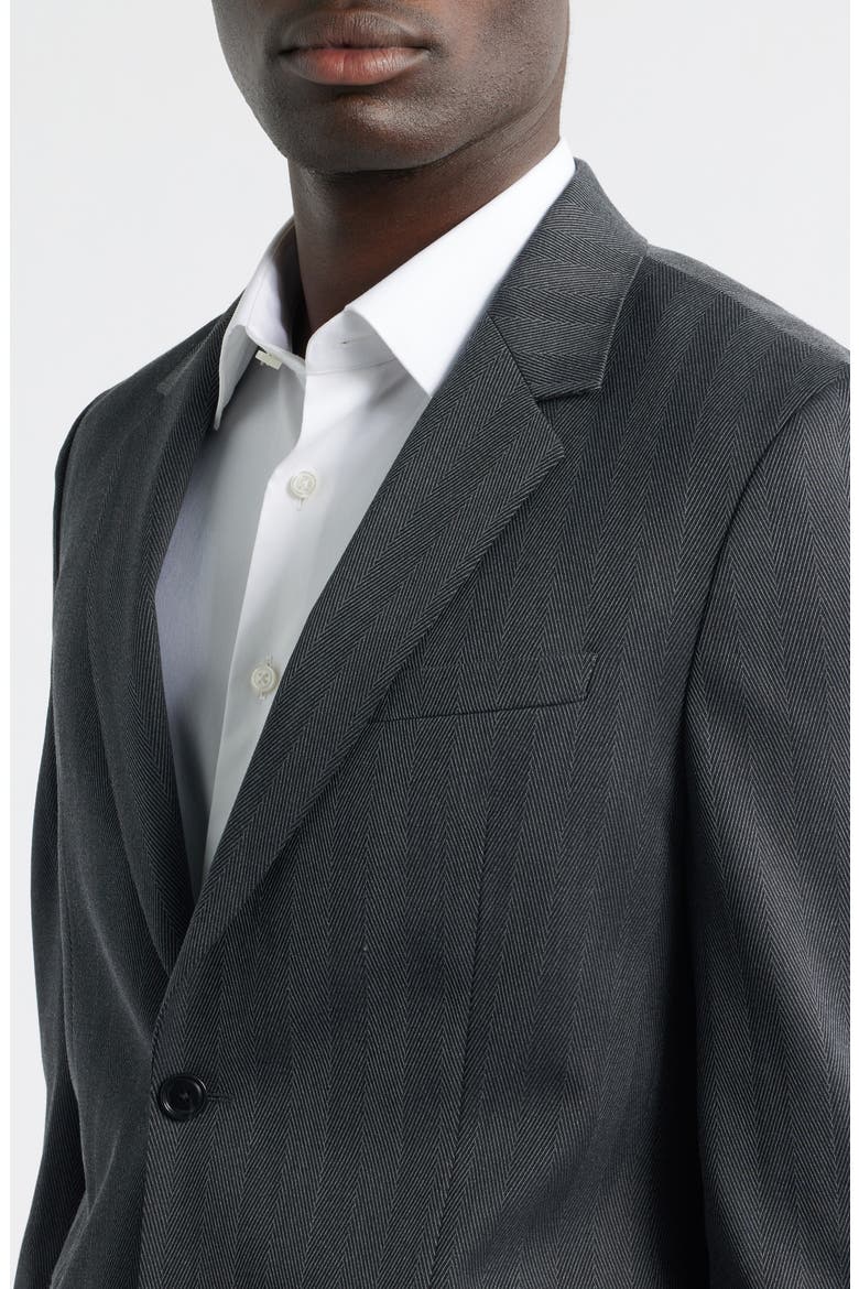 Houston Slim Fit Charcoal Grey Wool Blend Herringbone Suit, Alternate, color, MEDIUM GREY