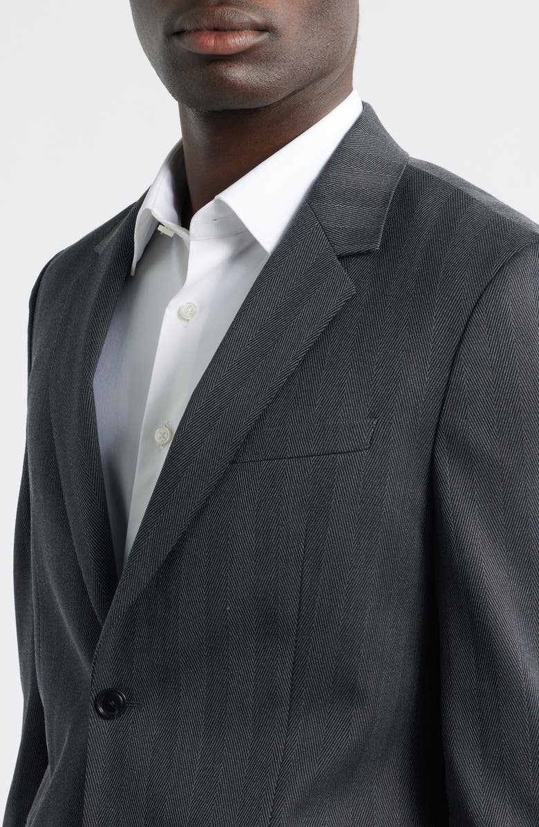 BOSS Houston Slim Fit Charcoal Grey Wool Blend Herringbone Suit, Alternate, color, Medium Grey