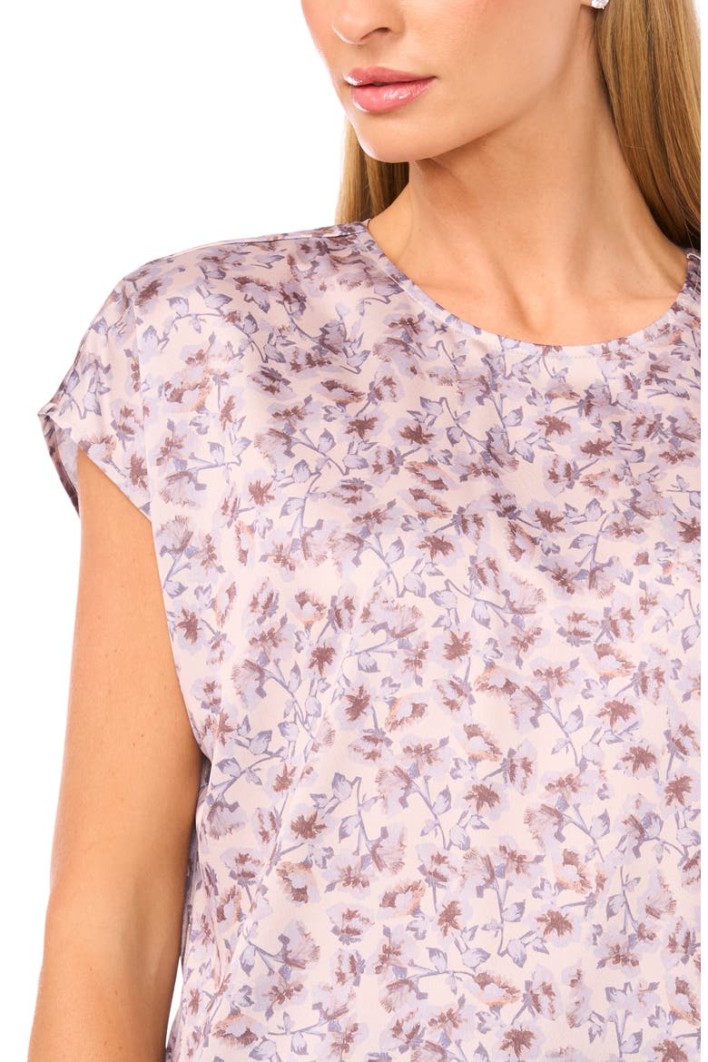 Petal Vine Print Cap Sleeve Shell, Alternate, color, CEMENT