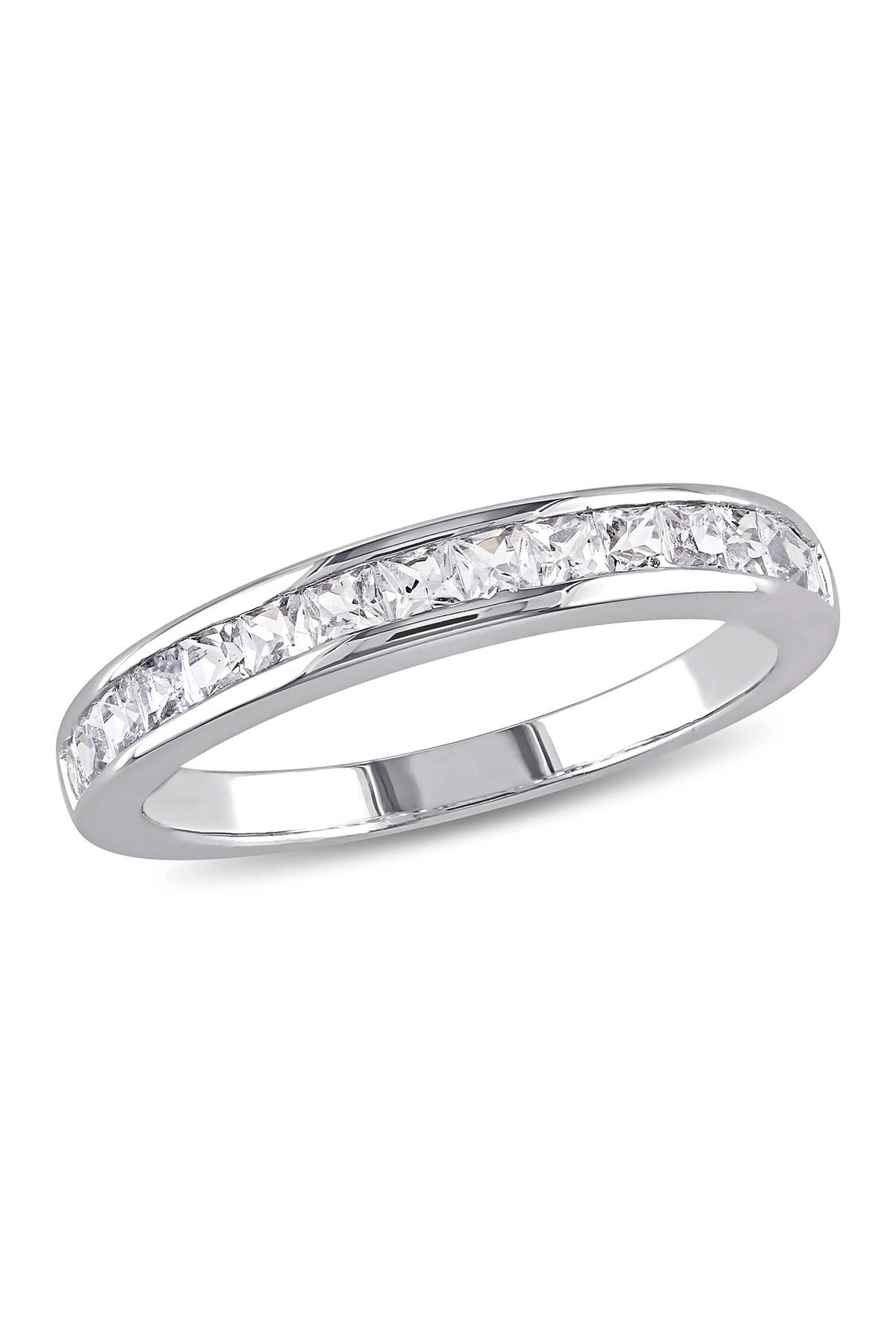DELMAR Sterling Silver Created White Sapphire Eternity Ring