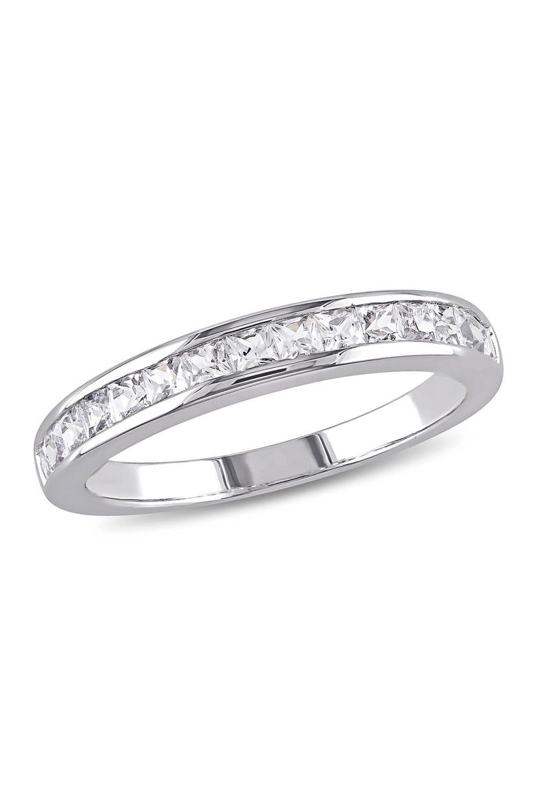 Sterling Silver Created White Sapphire Eternity Ring, Main, color, SILVER