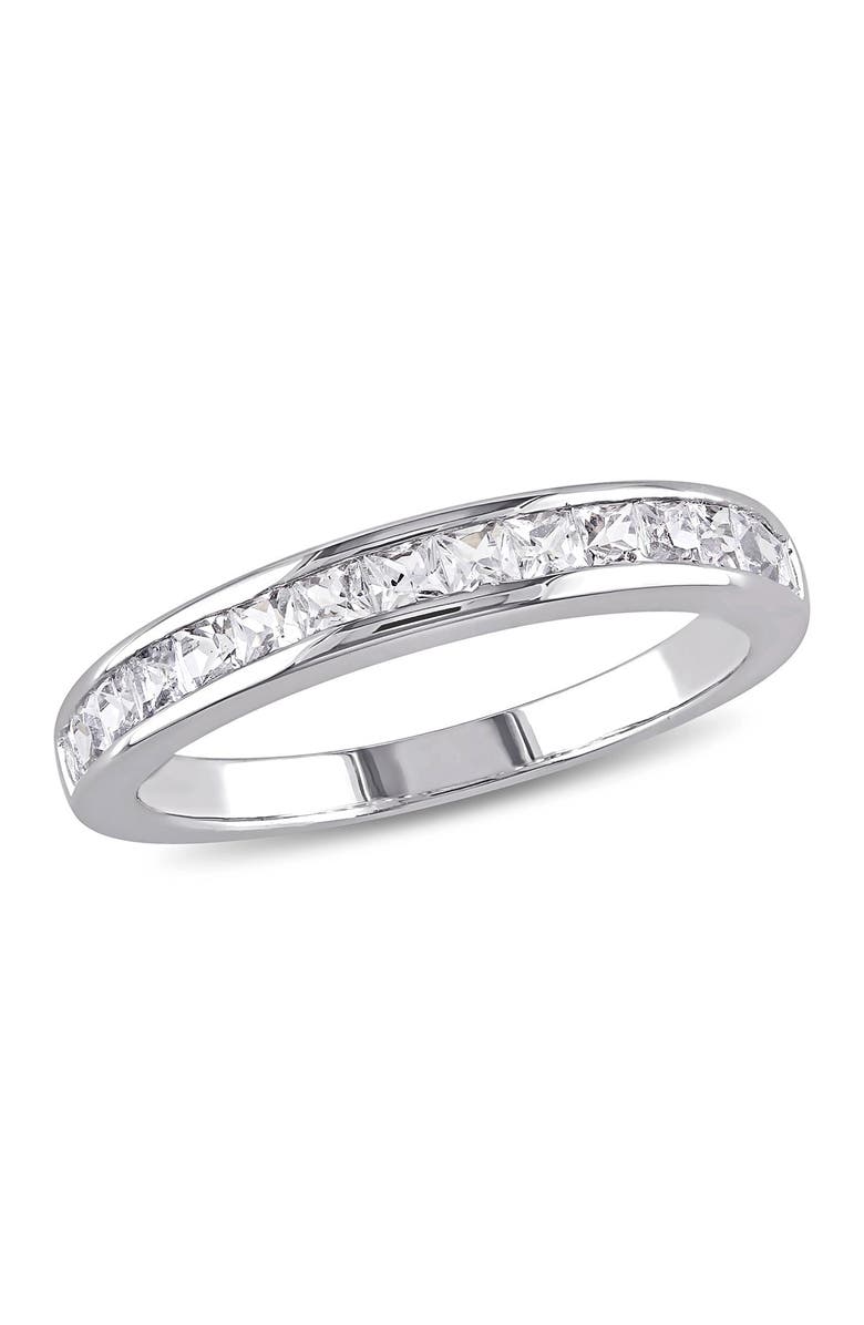 DELMAR Sterling Silver Created White Sapphire Eternity Ring, Main, color, Silver