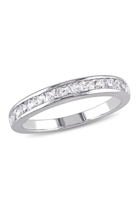 Sterling Silver Created White Sapphire Eternity Ring