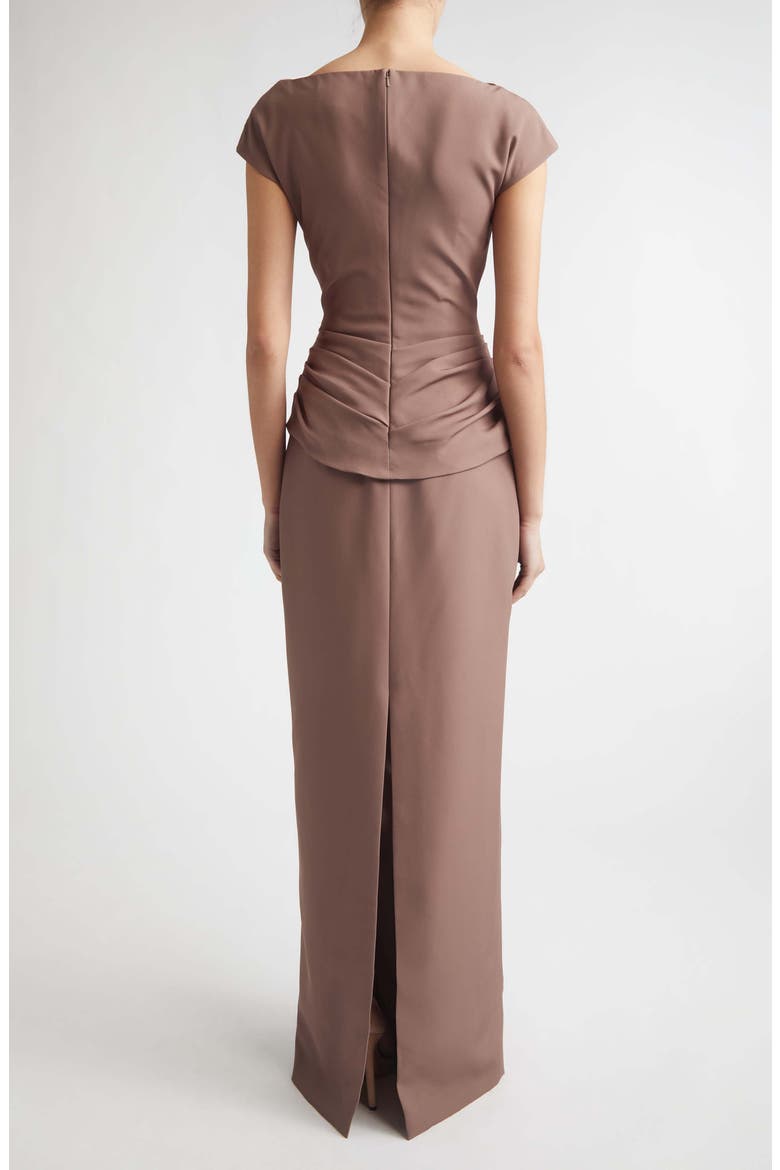 Floral Crepe Boat Neck Gown, Alternate, color, CLAY