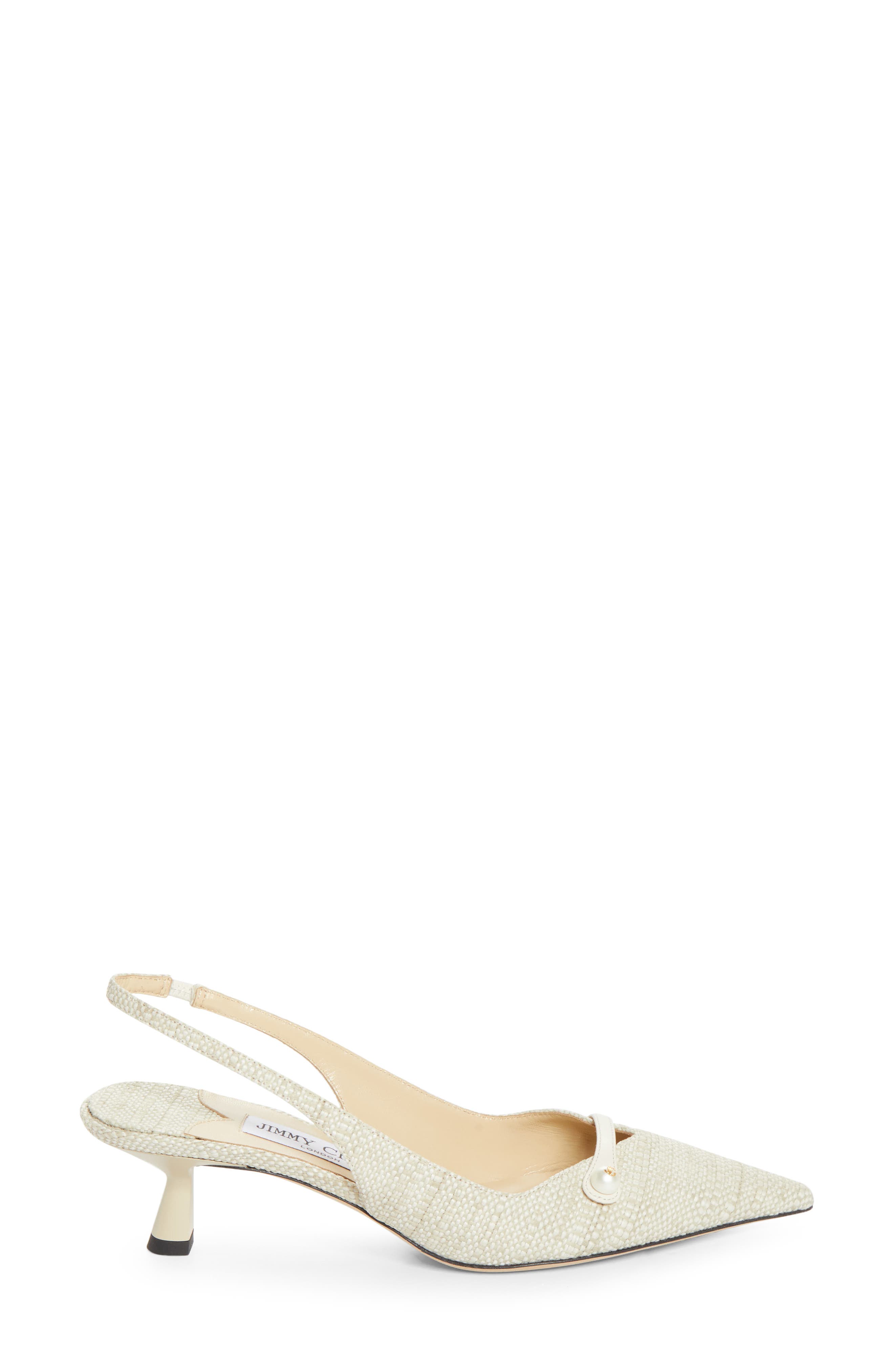 Jimmy Choo Amita Raffia Pointed Toe Slingback Pump, Alternate, color, Natural