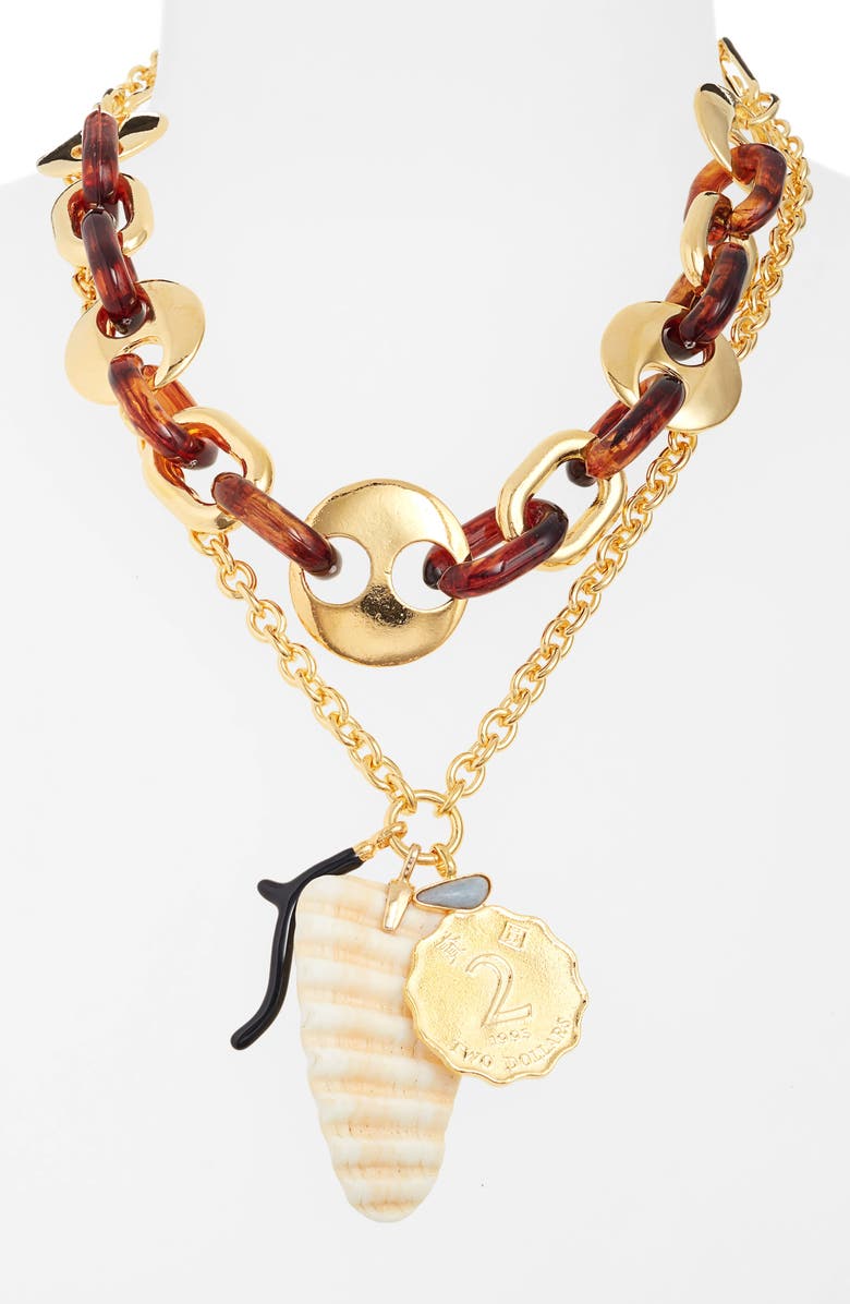 Lizzie Fortunato Elba Layered Charm Necklace, Alternate, color, 