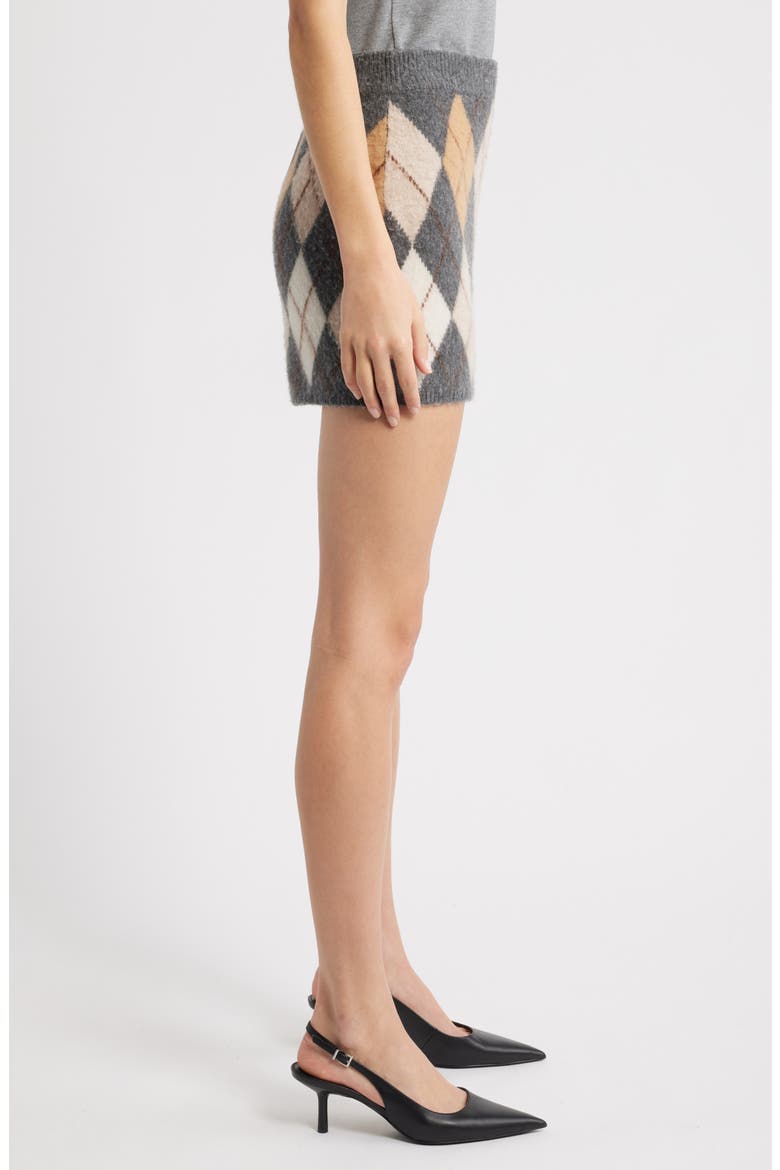 The Brushed Argyle Wool & Cashmere Skirt, Alternate, color, GREY MULTI
