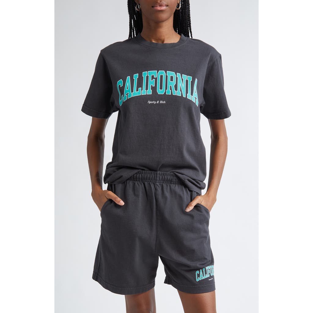 Sporty And Rich Sporty & Rich California Cotton Graphic T-shirt In Faded Black