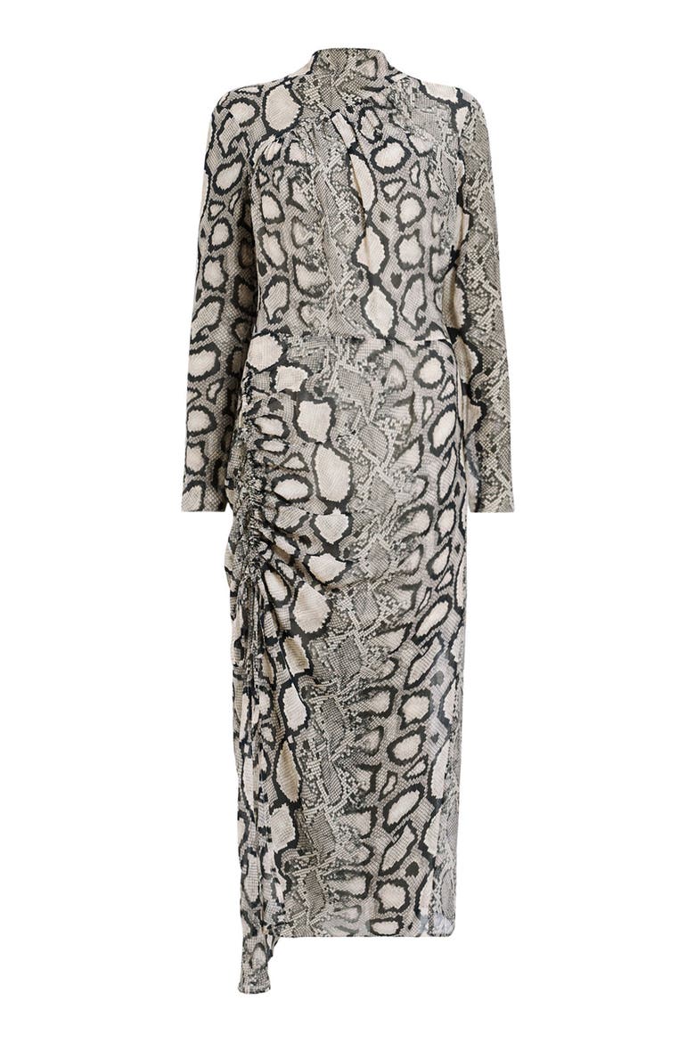 Rizo Snakeskin Print Long Sleeve Dress, Alternate, color, FLOW ECRU WHITE