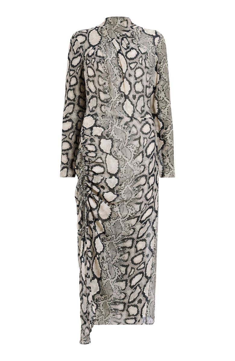 AllSaints Rizo Snakeskin Print Long Sleeve Dress, Alternate, color, 