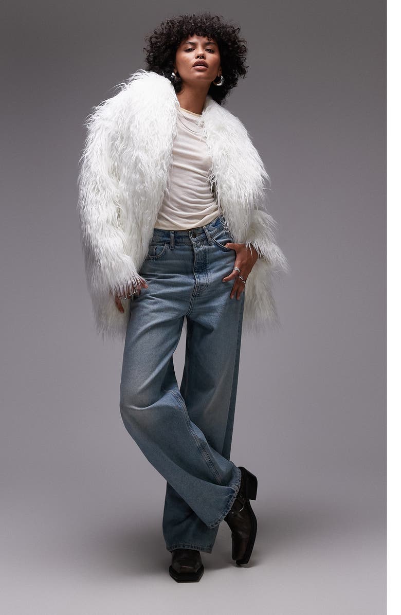 Topshop Shag Faux Fur Jacket, Alternate, color,
