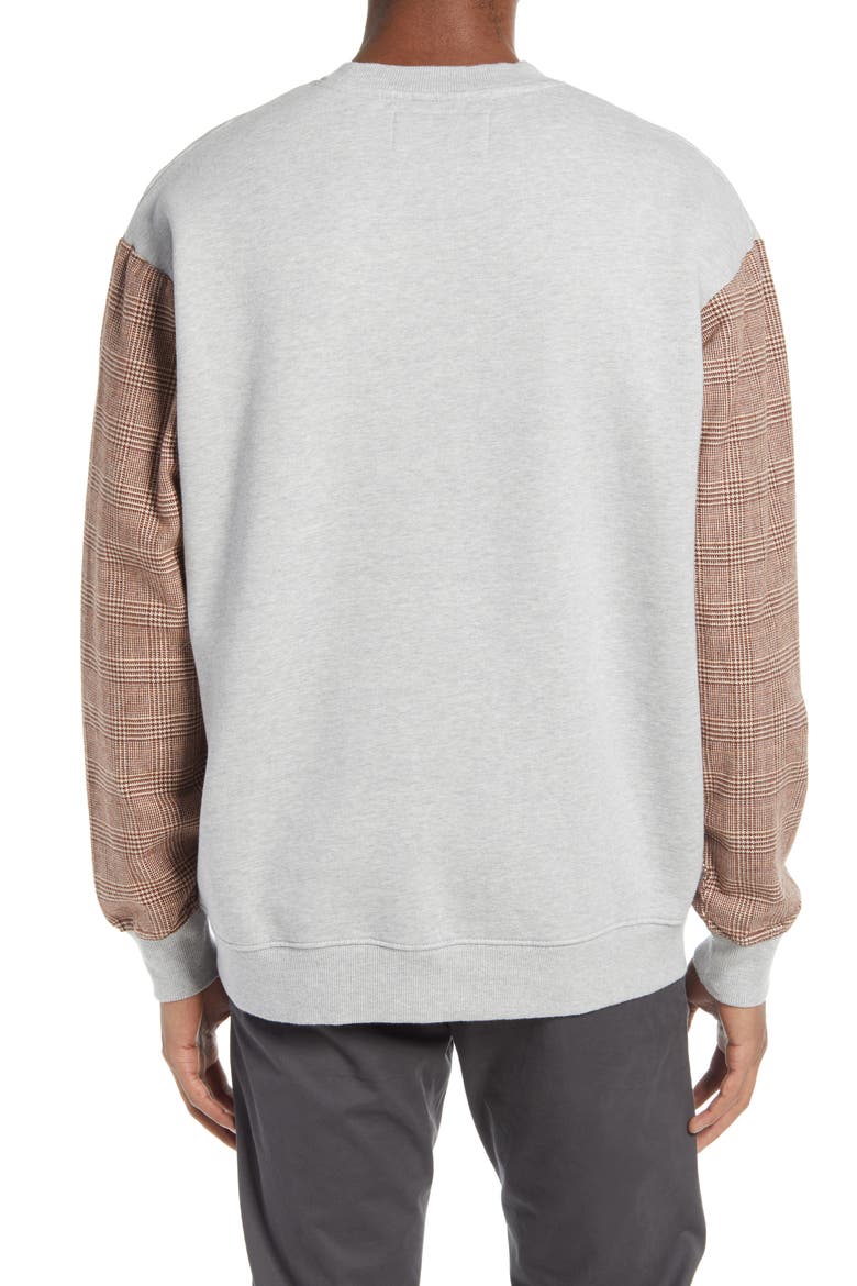 Men's Mixed Media Sweatshirt, Alternate, color, SILVER / TIMBER