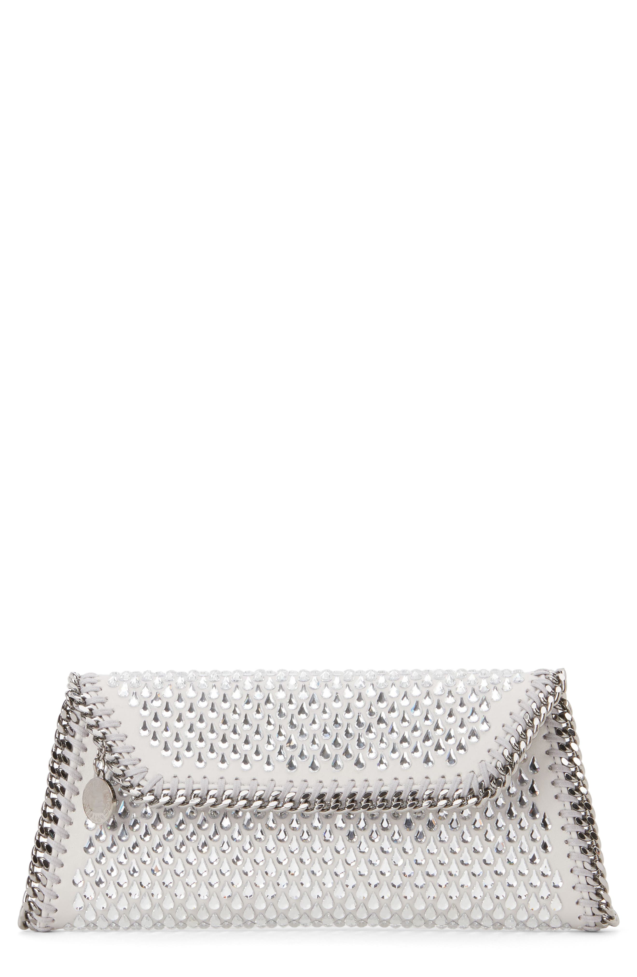 Stella McCartney Falabella Crystal Embellished Clutch, Main, color, 