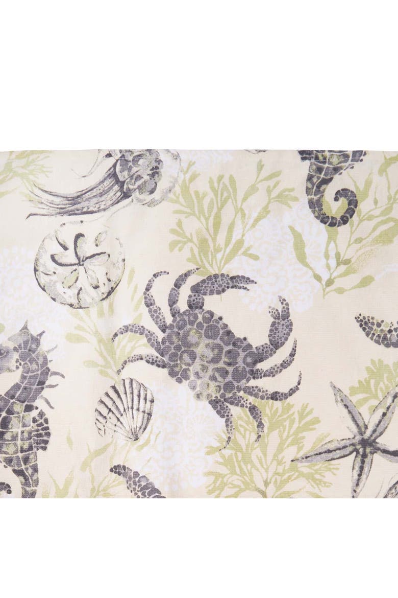 16" x 25" Cannon Beach Seahorse Crab Coral Sand Dollar Themed Kitchen Dishtowel, Alternate, color, Green