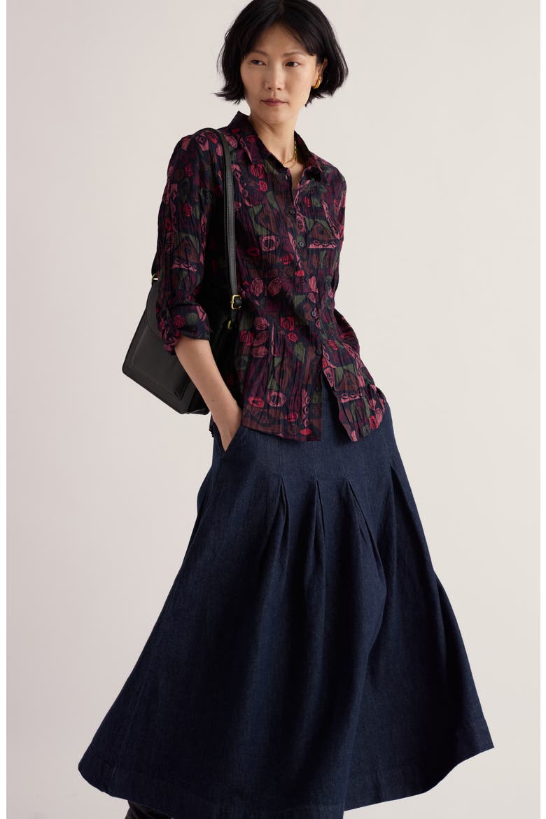 Larissa Organic Cotton Button-Up Shirt, Alternate, color, SCULPTED SHAPES DRIED ROSE