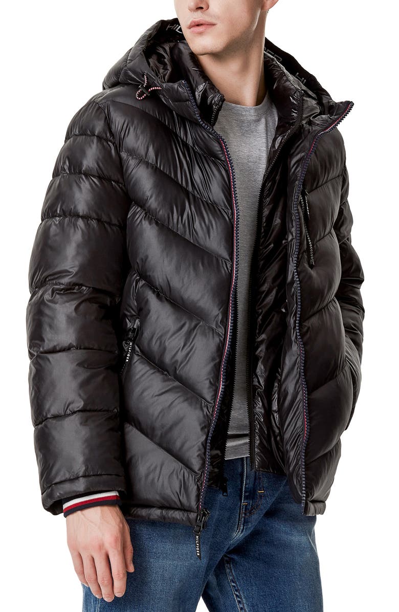 Tommy Hilfiger Chevron Hooded Puffer Jacket, Alternate, color,